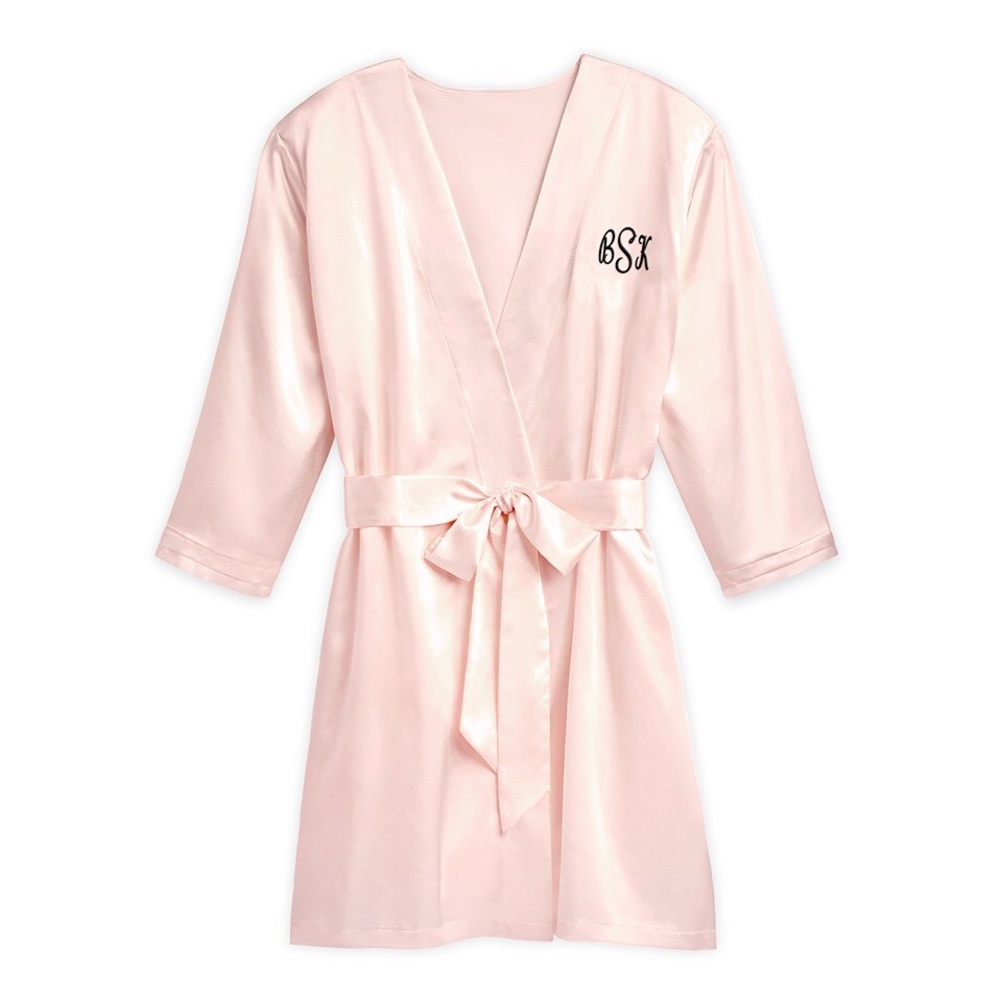 Blush Pink Satin Robe w/ Pockets “Emily”